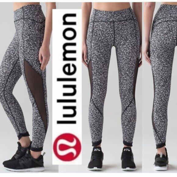 Lululemon Sole Training 7/8 TightDaisy Dust Alpine White Black / Black Size 6 - Picture 1 of 16